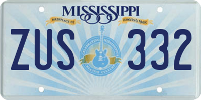 MS license plate ZUS332