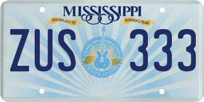 MS license plate ZUS333