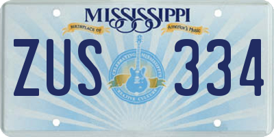 MS license plate ZUS334