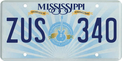 MS license plate ZUS340