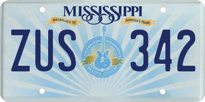 MS license plate ZUS342