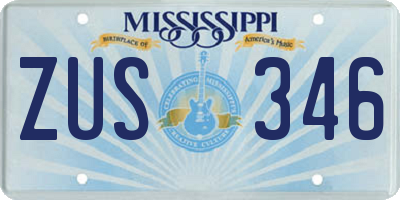 MS license plate ZUS346