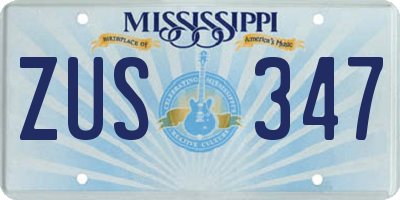 MS license plate ZUS347