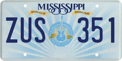MS license plate ZUS351