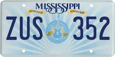 MS license plate ZUS352