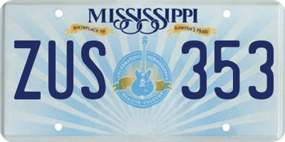 MS license plate ZUS353