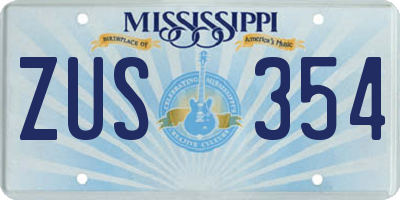 MS license plate ZUS354