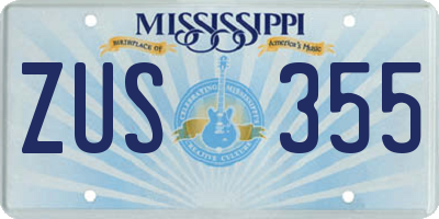 MS license plate ZUS355