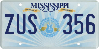 MS license plate ZUS356