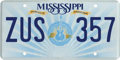 MS license plate ZUS357
