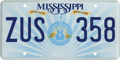 MS license plate ZUS358
