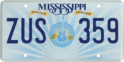 MS license plate ZUS359