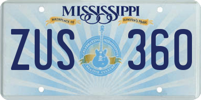 MS license plate ZUS360