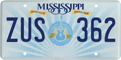 MS license plate ZUS362