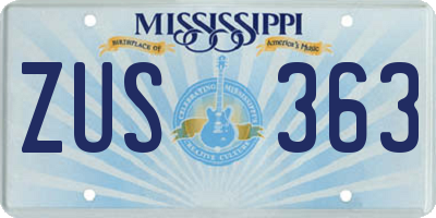 MS license plate ZUS363