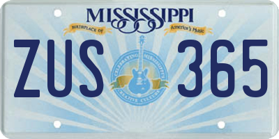 MS license plate ZUS365