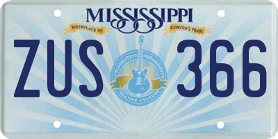 MS license plate ZUS366