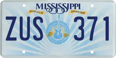 MS license plate ZUS371