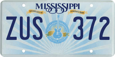 MS license plate ZUS372
