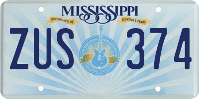 MS license plate ZUS374