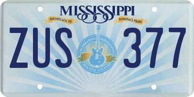 MS license plate ZUS377