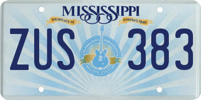 MS license plate ZUS383