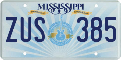 MS license plate ZUS385