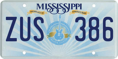 MS license plate ZUS386