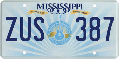 MS license plate ZUS387