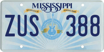 MS license plate ZUS388