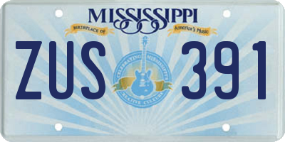 MS license plate ZUS391