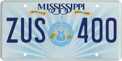 MS license plate ZUS400