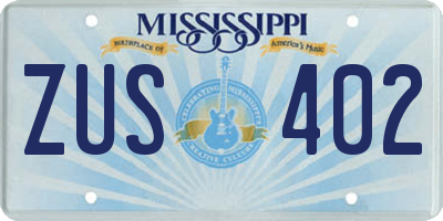 MS license plate ZUS402