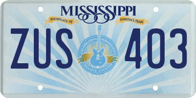 MS license plate ZUS403