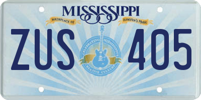 MS license plate ZUS405