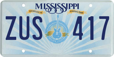 MS license plate ZUS417