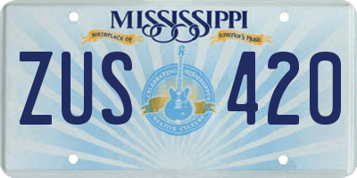 MS license plate ZUS420