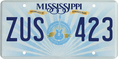 MS license plate ZUS423