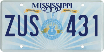 MS license plate ZUS431