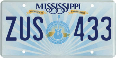 MS license plate ZUS433