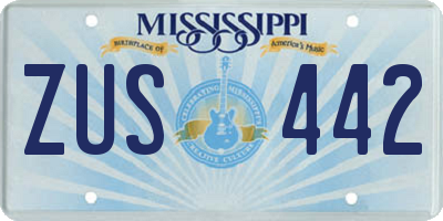 MS license plate ZUS442