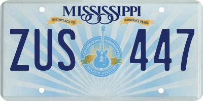 MS license plate ZUS447