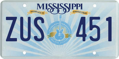 MS license plate ZUS451