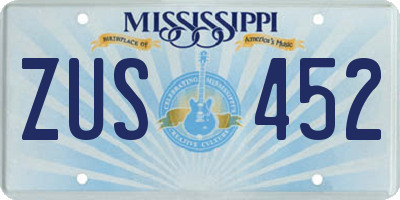MS license plate ZUS452
