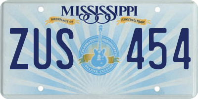 MS license plate ZUS454