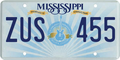 MS license plate ZUS455