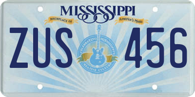 MS license plate ZUS456