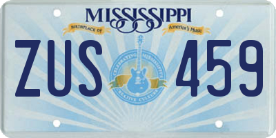 MS license plate ZUS459