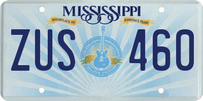 MS license plate ZUS460