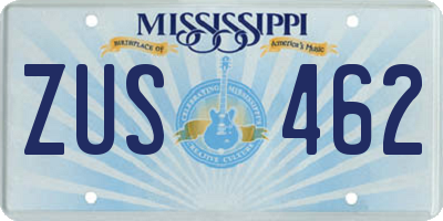 MS license plate ZUS462